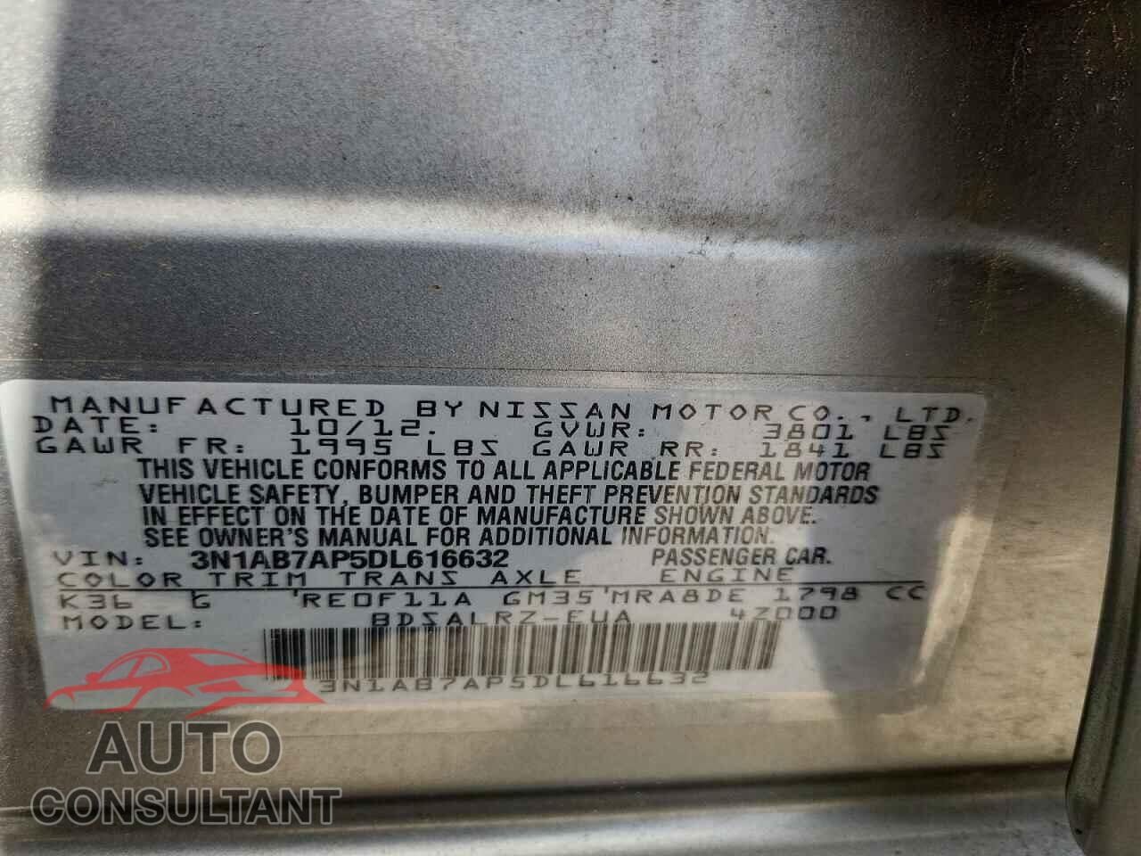 NISSAN SENTRA 2013 - 3N1AB7AP5DL616632