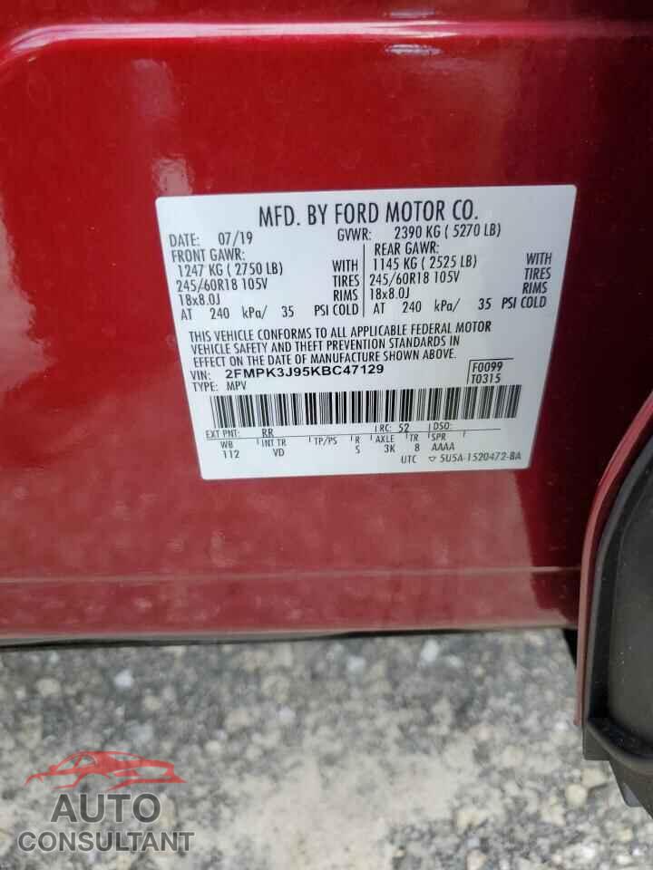 FORD EDGE 2019 - 2FMPK3J95KBC47129