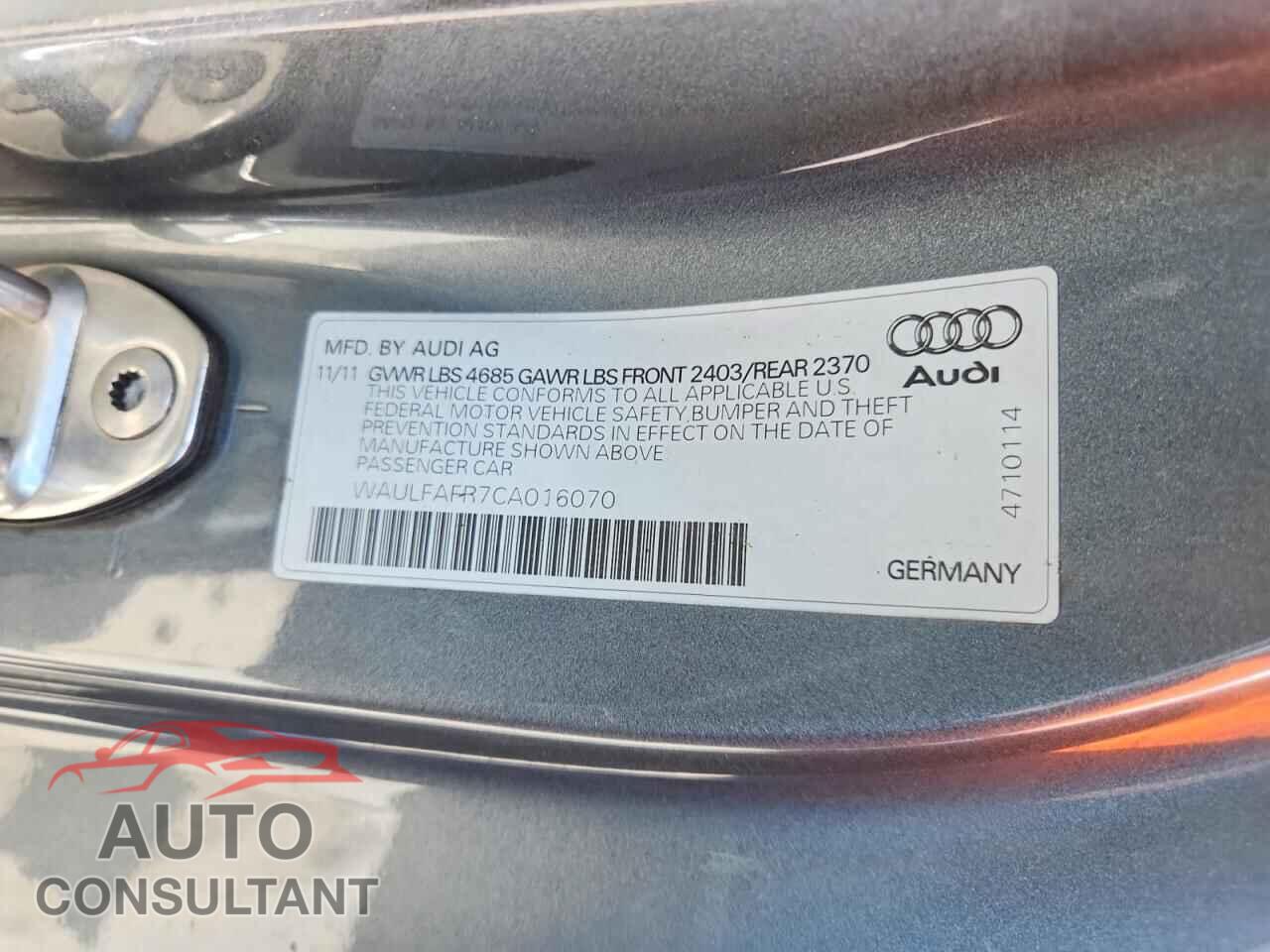 AUDI A5 2012 - WAULFAFR7CA016070