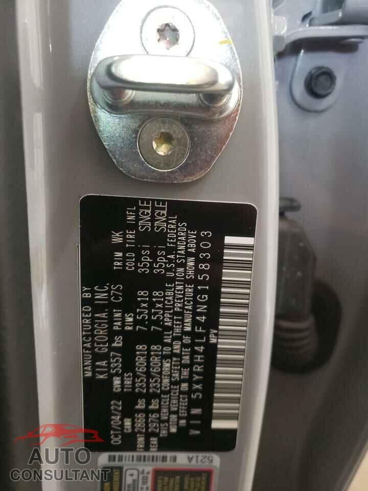 KIA SORENTO 2022 - 5XYRH4LF4NG158303