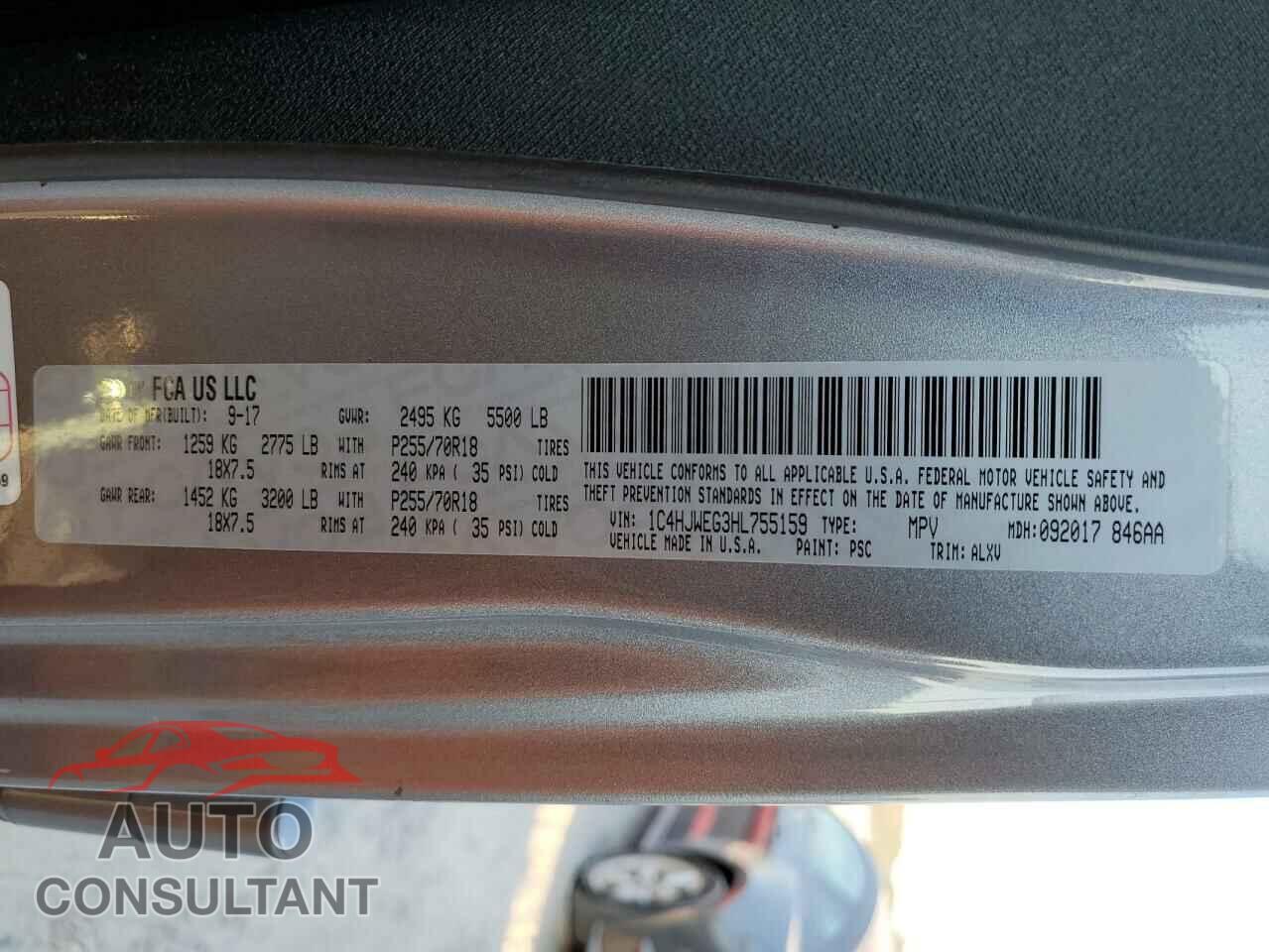 JEEP WRANGLER 2017 - 1C4HJWEG3HL755159