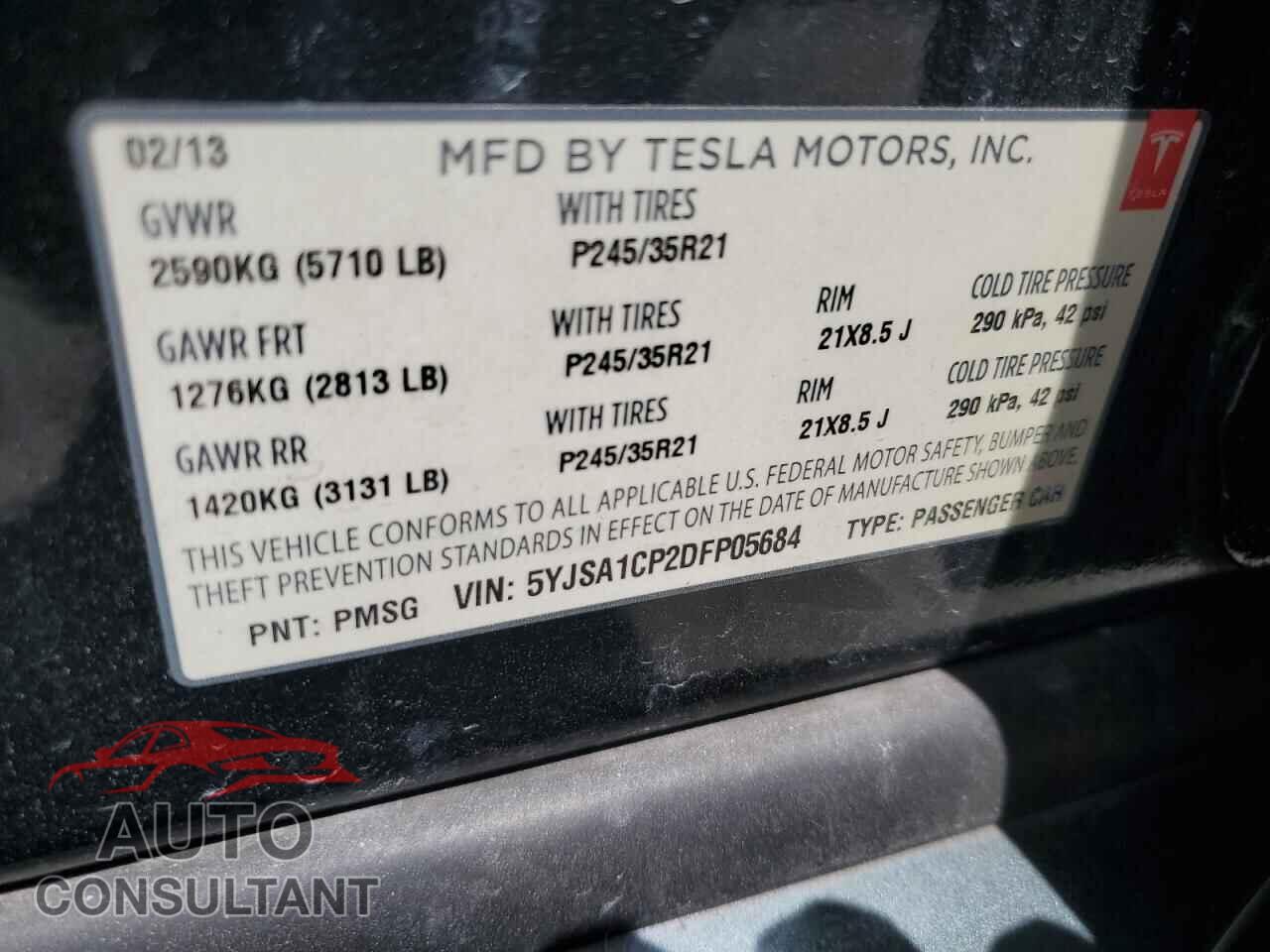 TESLA MODEL S 2013 - 5YJSA1CP2DFP05684