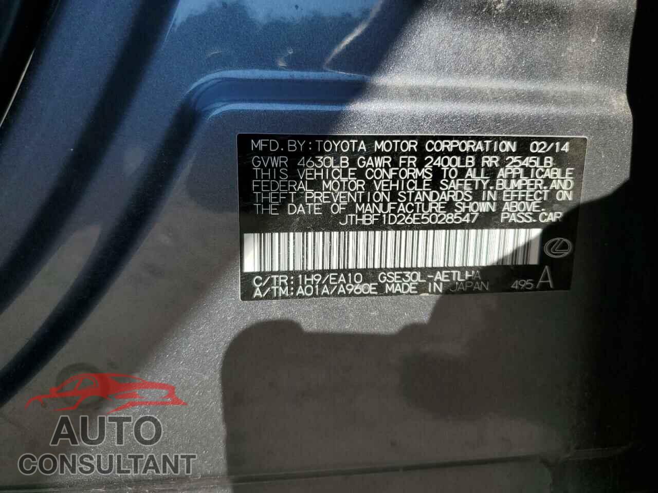 LEXUS IS 2014 - JTHBF1D26E5028547