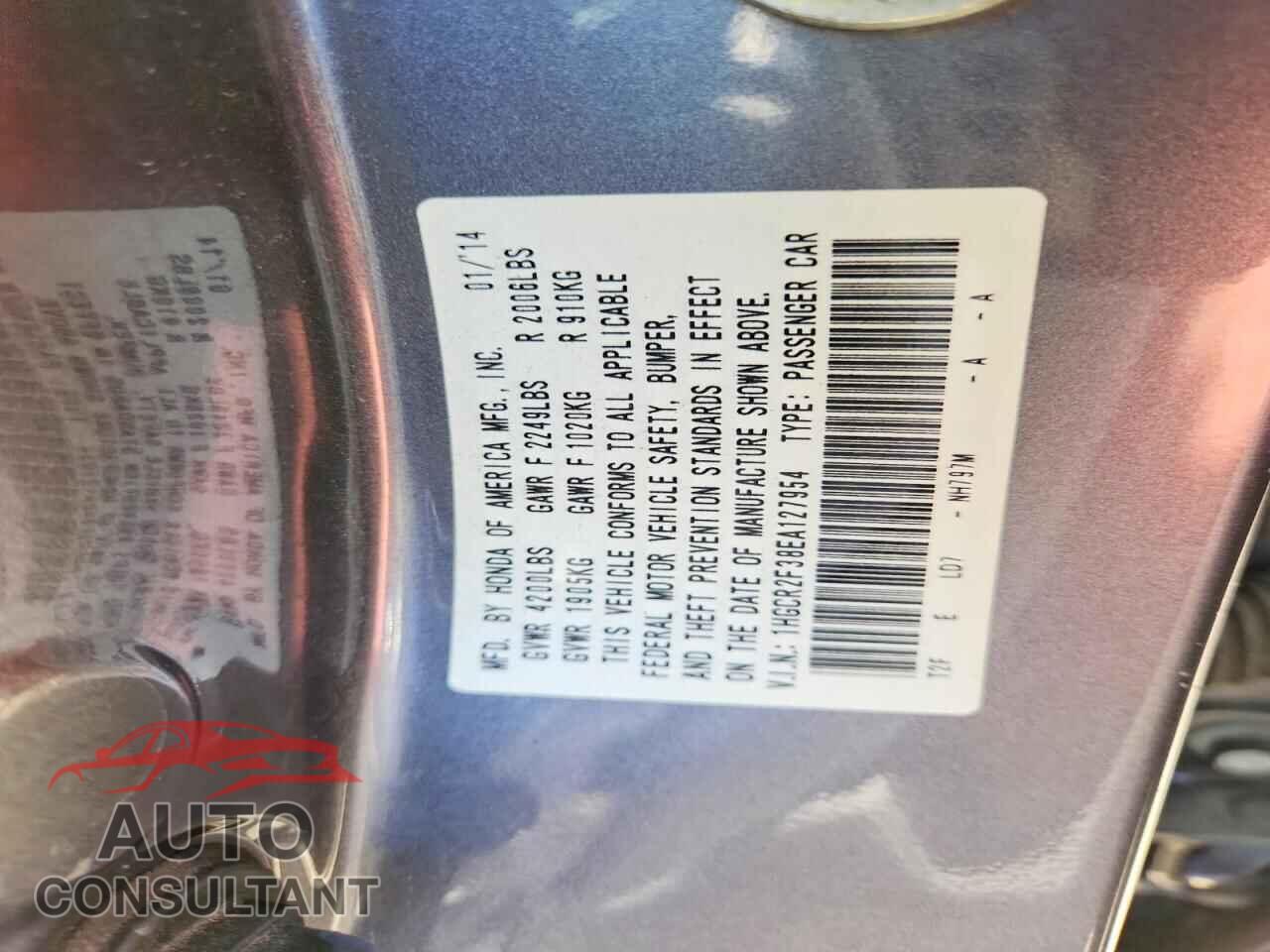 HONDA ACCORD 2014 - 1HGCR2F38EA127954