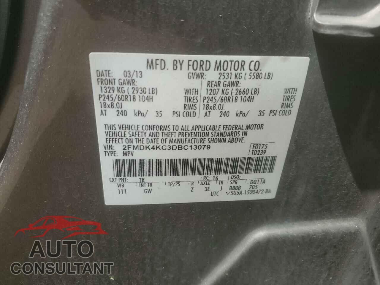 FORD EDGE 2013 - 2FMDK4KC3DBC13079