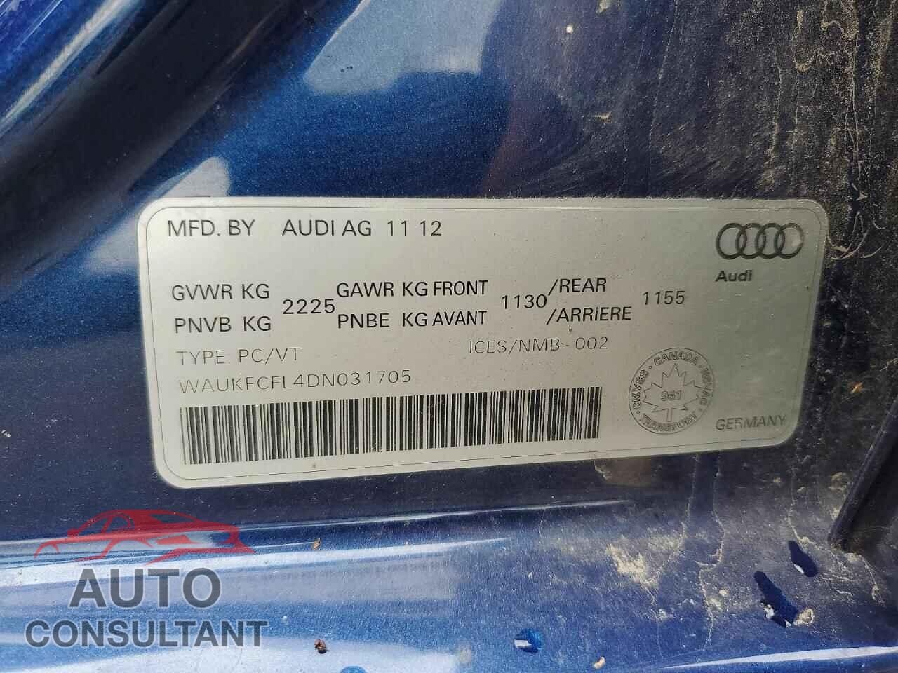 AUDI A4 2013 - WAUKFCFL4DN031705