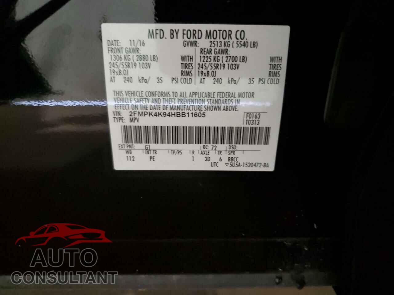 FORD EDGE 2017 - 2FMPK4K94HBB11605