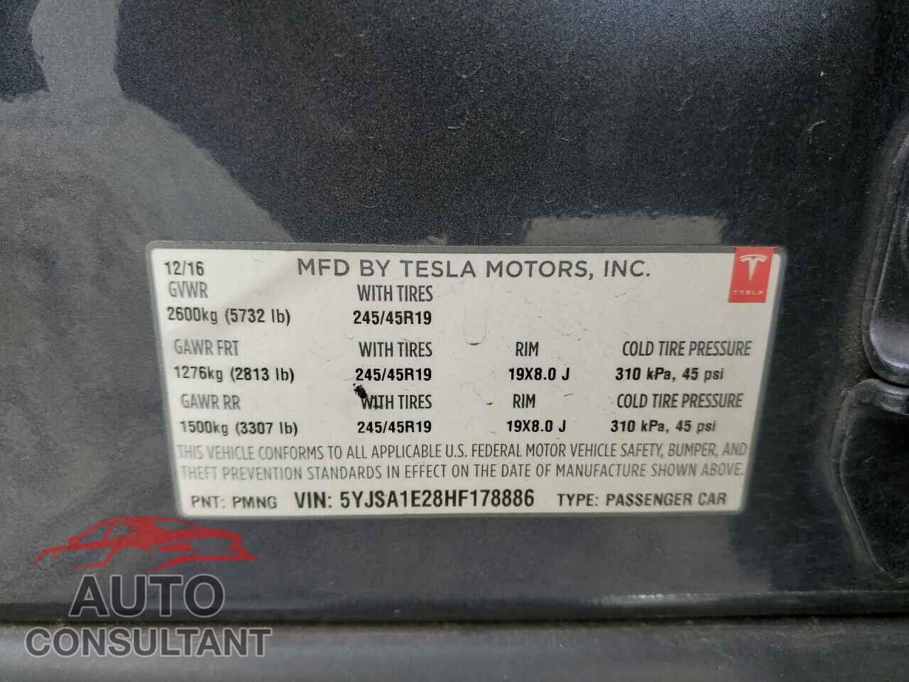 TESLA MODEL S 2017 - 5YJSA1E28HF178886