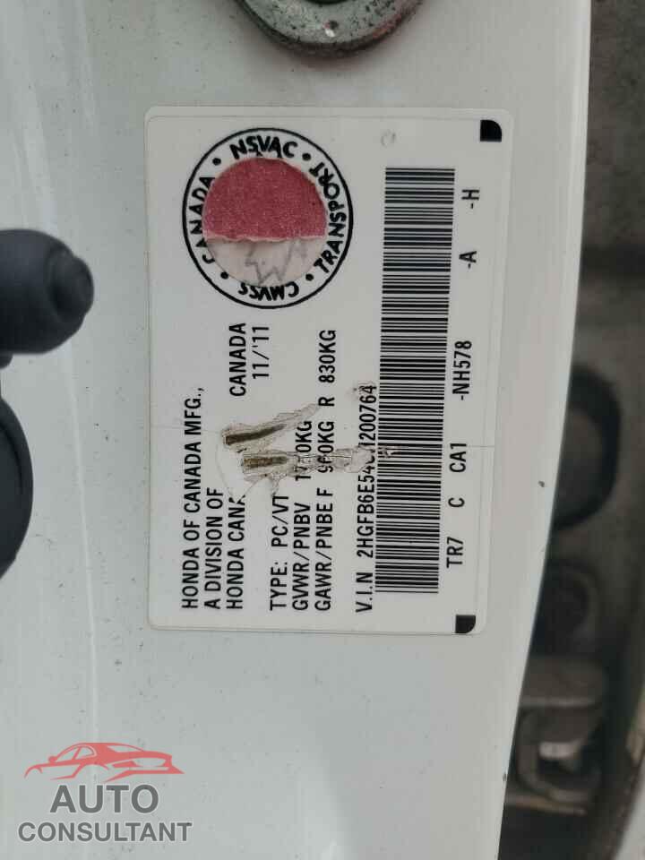 HONDA CIVIC 2012 - 2HGFB6E54CH200764