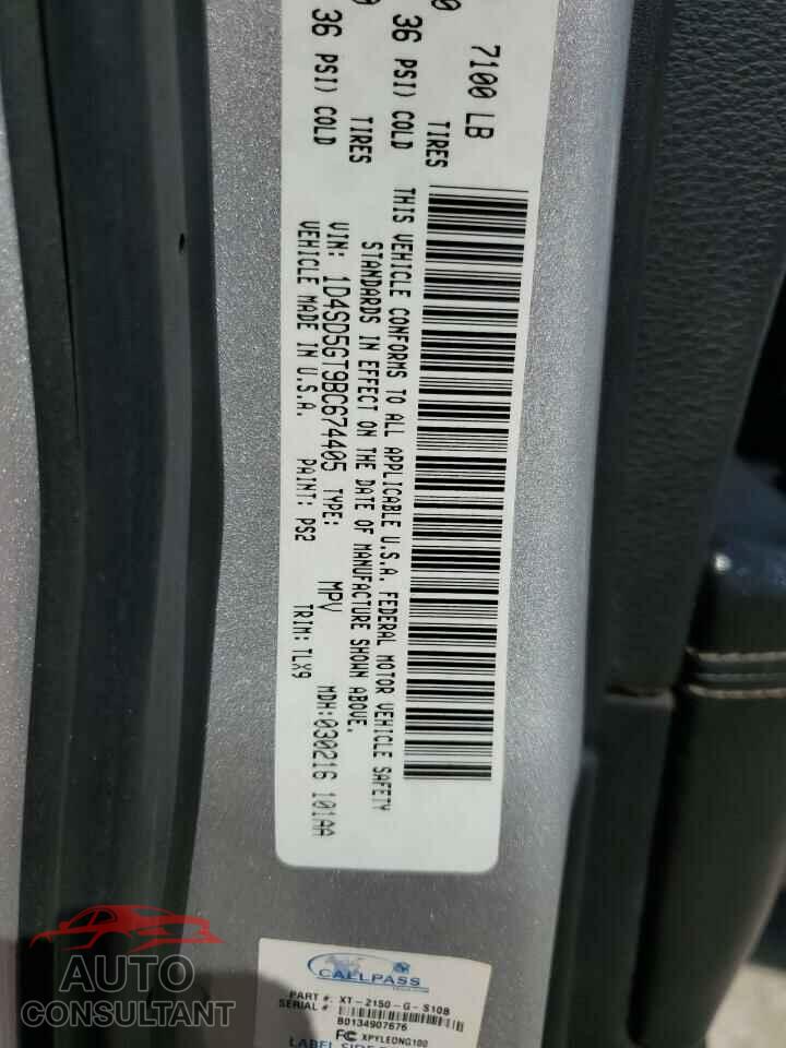 DODGE DURANGO 2011 - 1D4SD5GT9BC674405