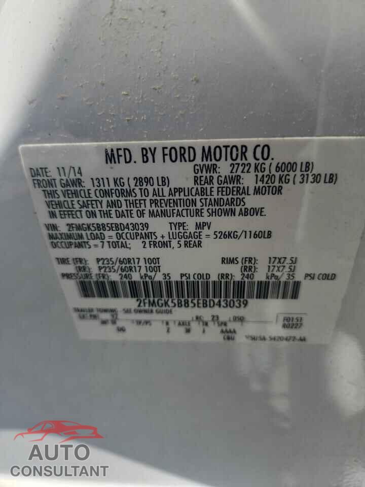 FORD FLEX 2014 - 2FMGK5B85EBD43039