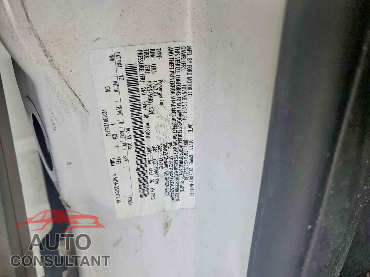 FORD CMAX 2013 - 1FADP5AU2DL524496