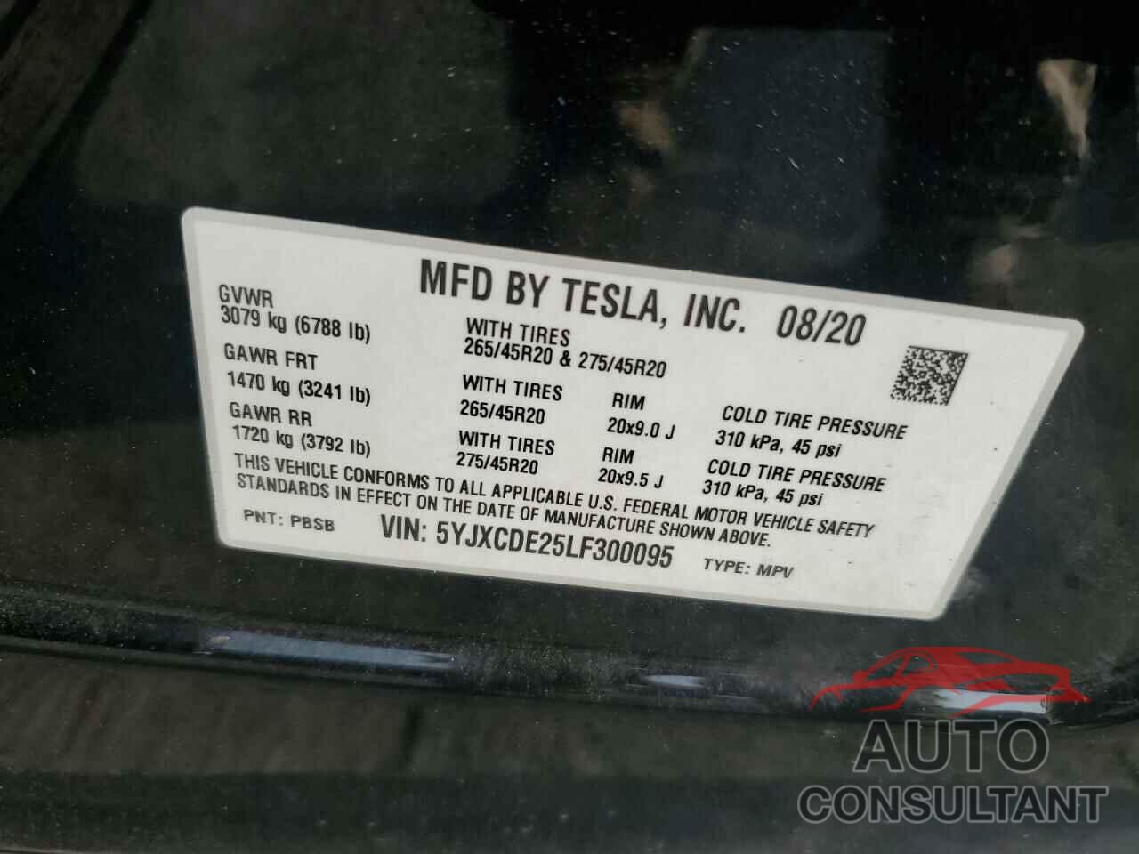 TESLA MODEL X 2020 - 5YJXCDE25LF300095
