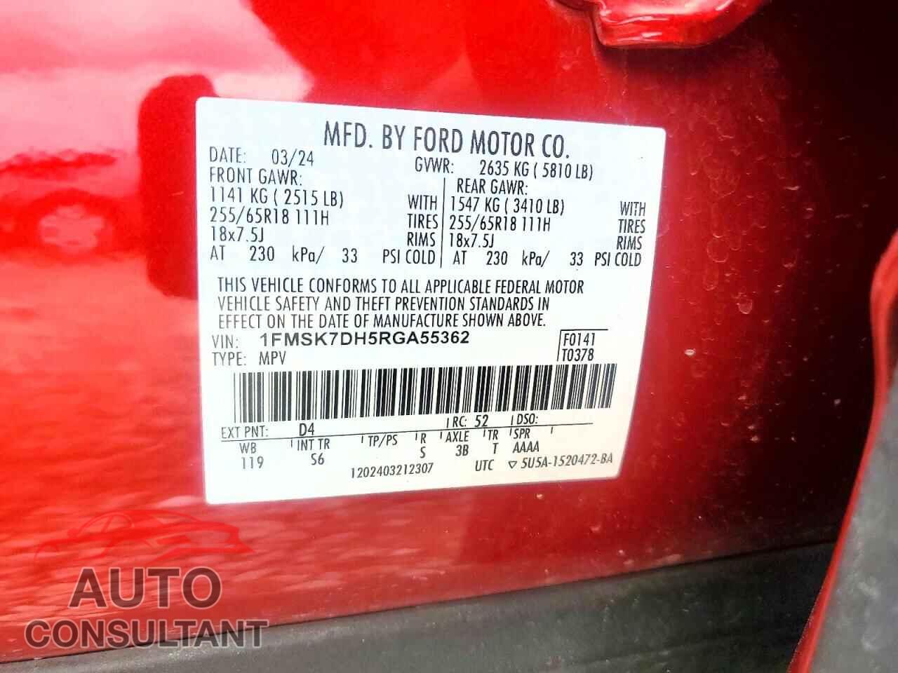 FORD EXPLORER 2024 - 1FMSK7DH5RGA55362