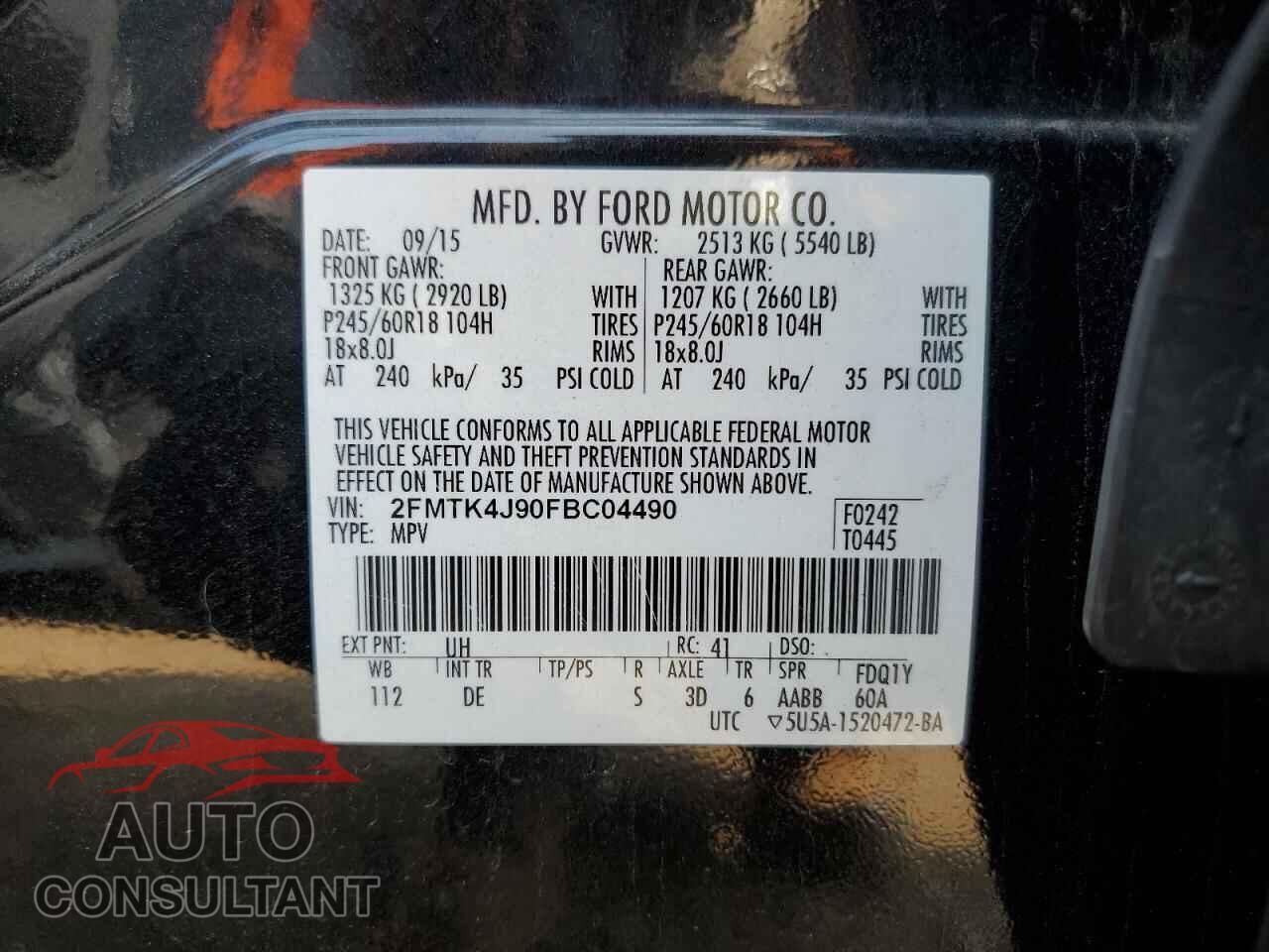 FORD EDGE 2015 - 2FMTK4J90FBC04490