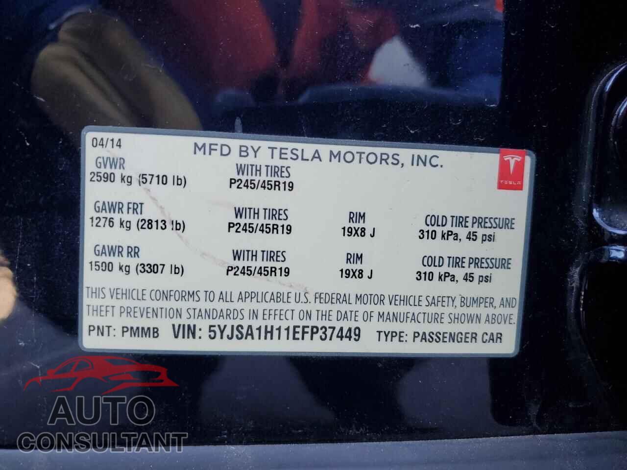 TESLA MODEL S 2014 - 5YJSA1H11EFP37449