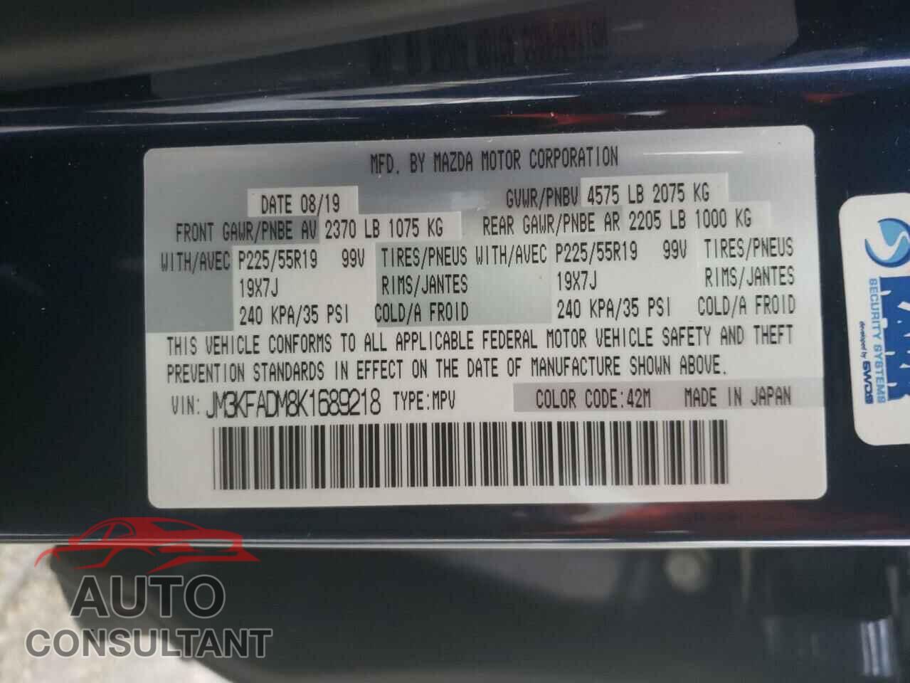 MAZDA CX-5 2019 - JM3KFADM8K1689218