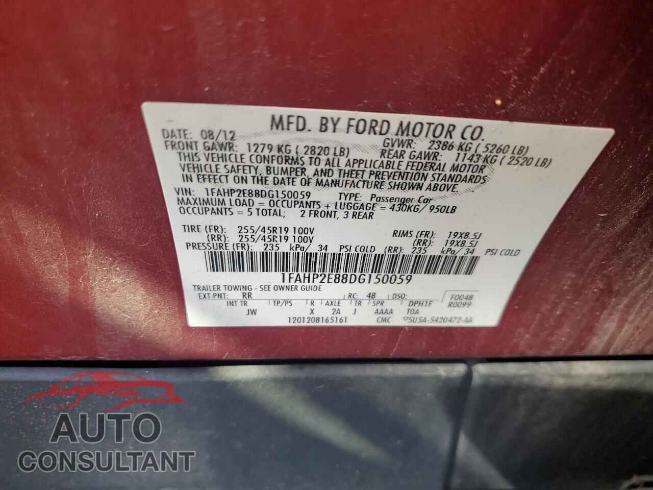 FORD TAURUS 2013 - 1FAHP2E88DG150059