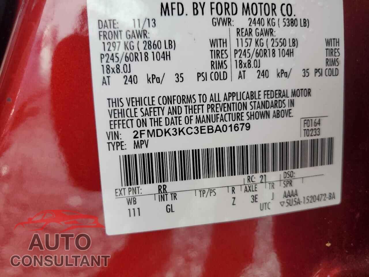 FORD EDGE 2014 - 2FMDK3KC3EBA01679