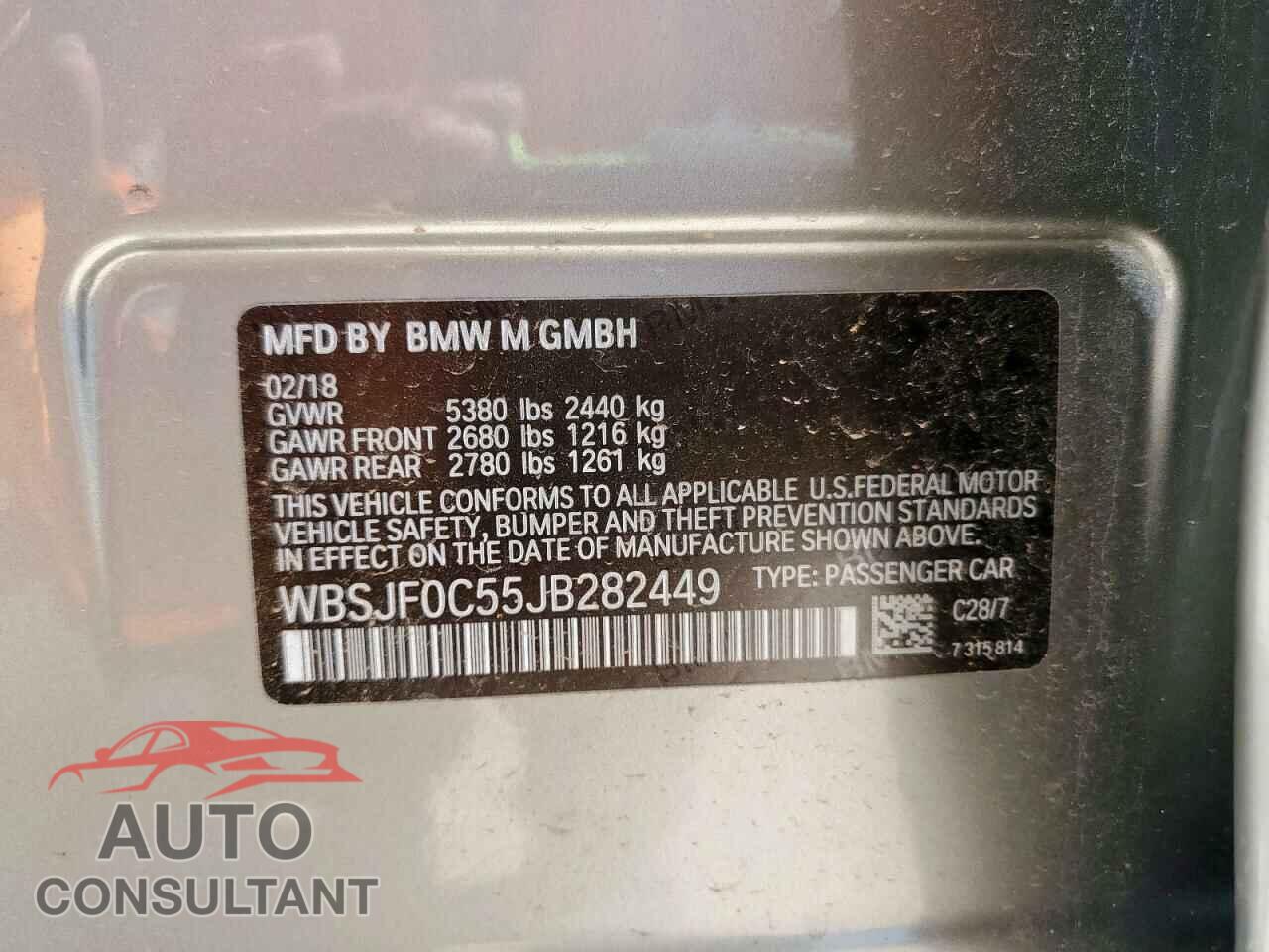 BMW M5 2018 - WBSJF0C55JB282449