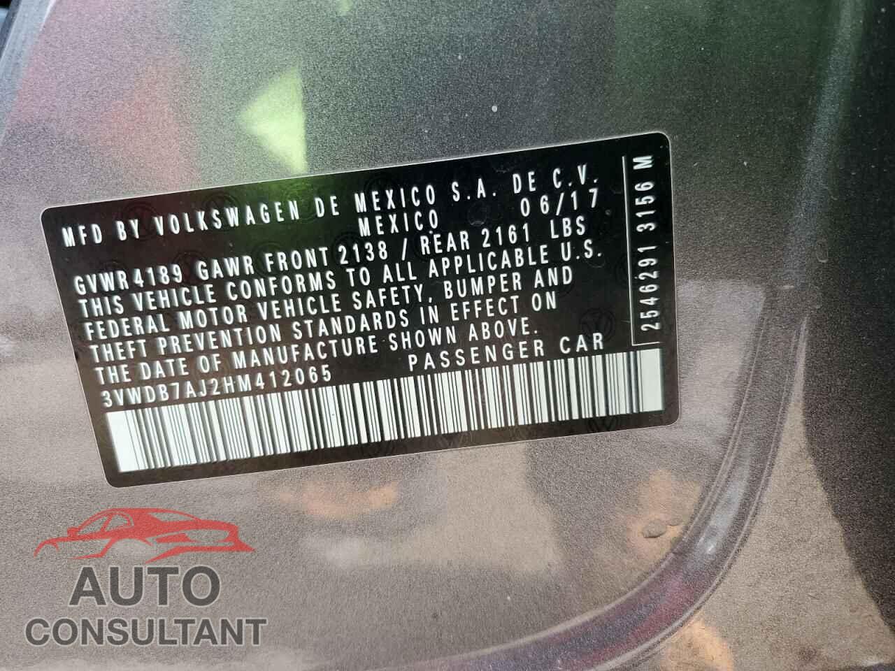 VOLKSWAGEN JETTA 2017 - 3VWDB7AJ2HM412065