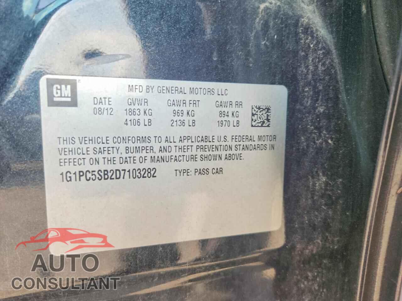 CHEVROLET CRUZE 2013 - 1G1PC5SB2D7103282