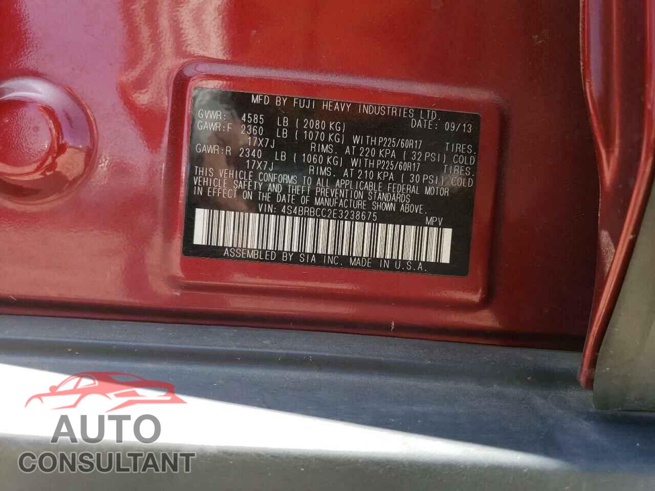 SUBARU OUTBACK 2014 - 4S4BRBCC2E3238675