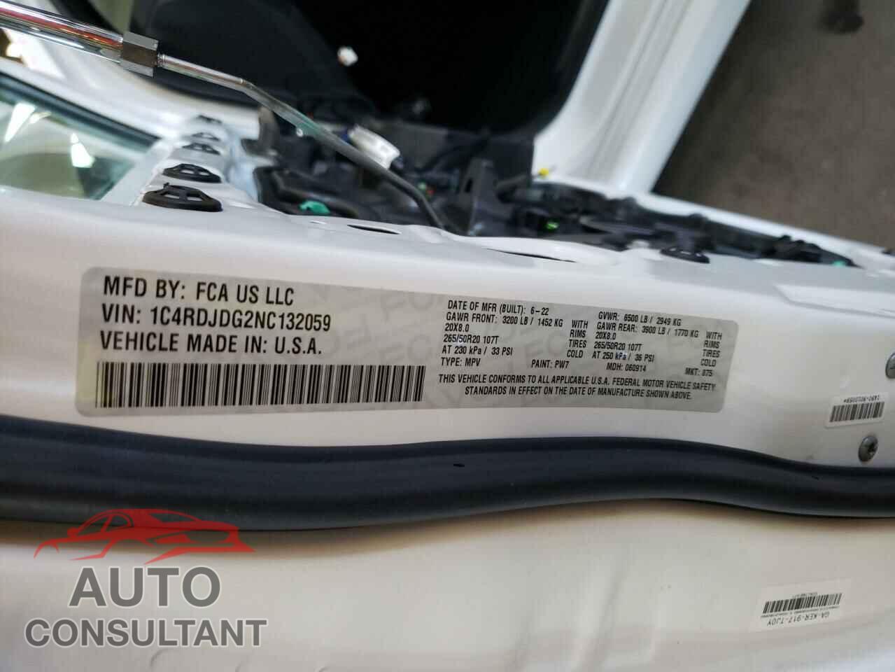 DODGE DURANGO 2022 - 1C4RDJDG2NC132059