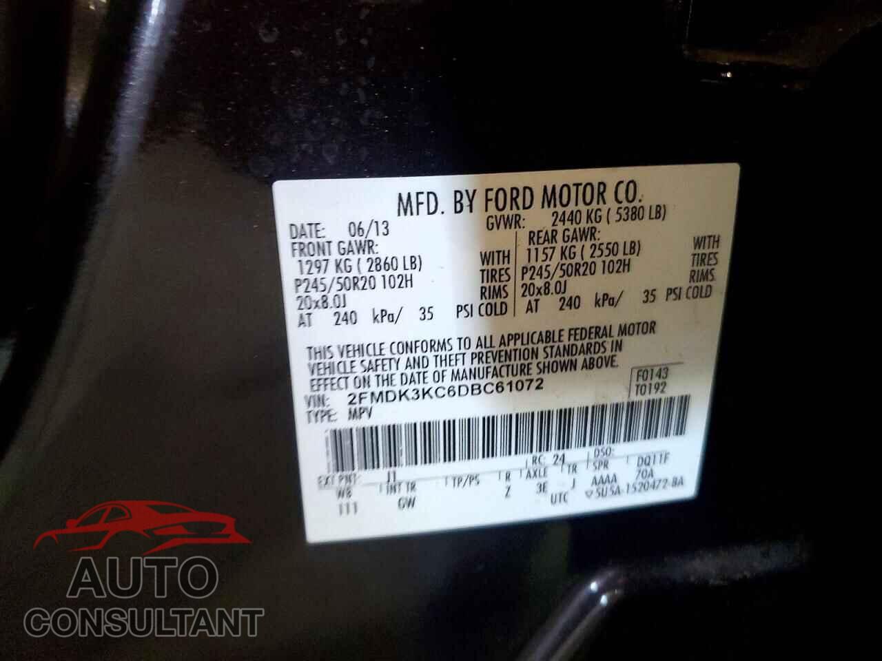 FORD EDGE 2013 - 2FMDK3KC6DBC61072