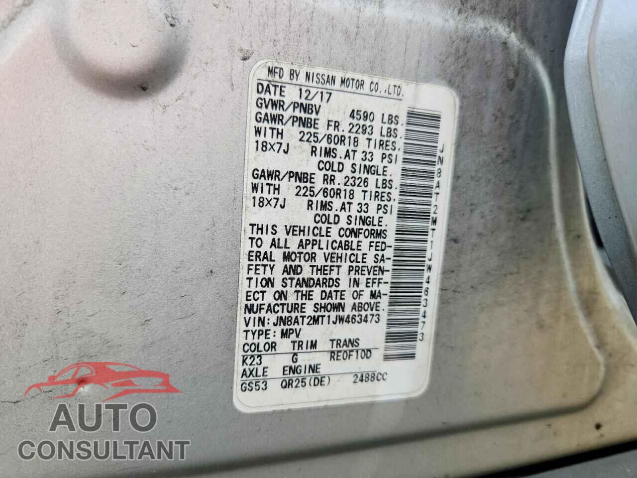 NISSAN ROGUE 2018 - JN8AT2MT1JW463473
