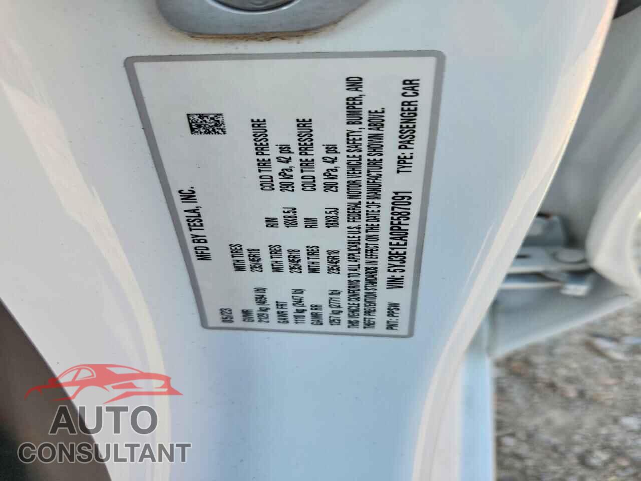 TESLA MODEL 3 2023 - 5YJ3E1EA0PF587091