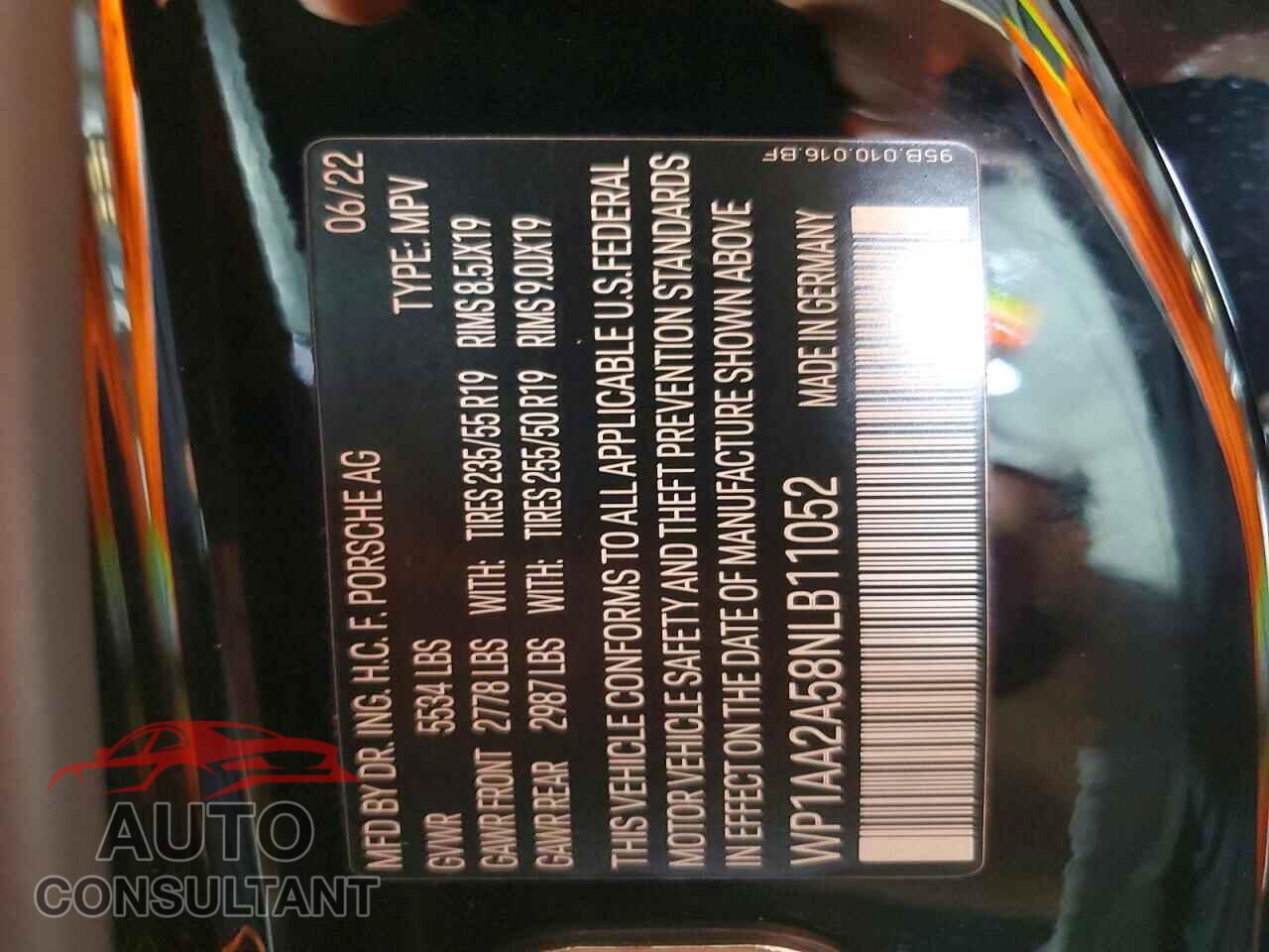 PORSCHE MACAN 2022 - WP1AA2A58NLB11052