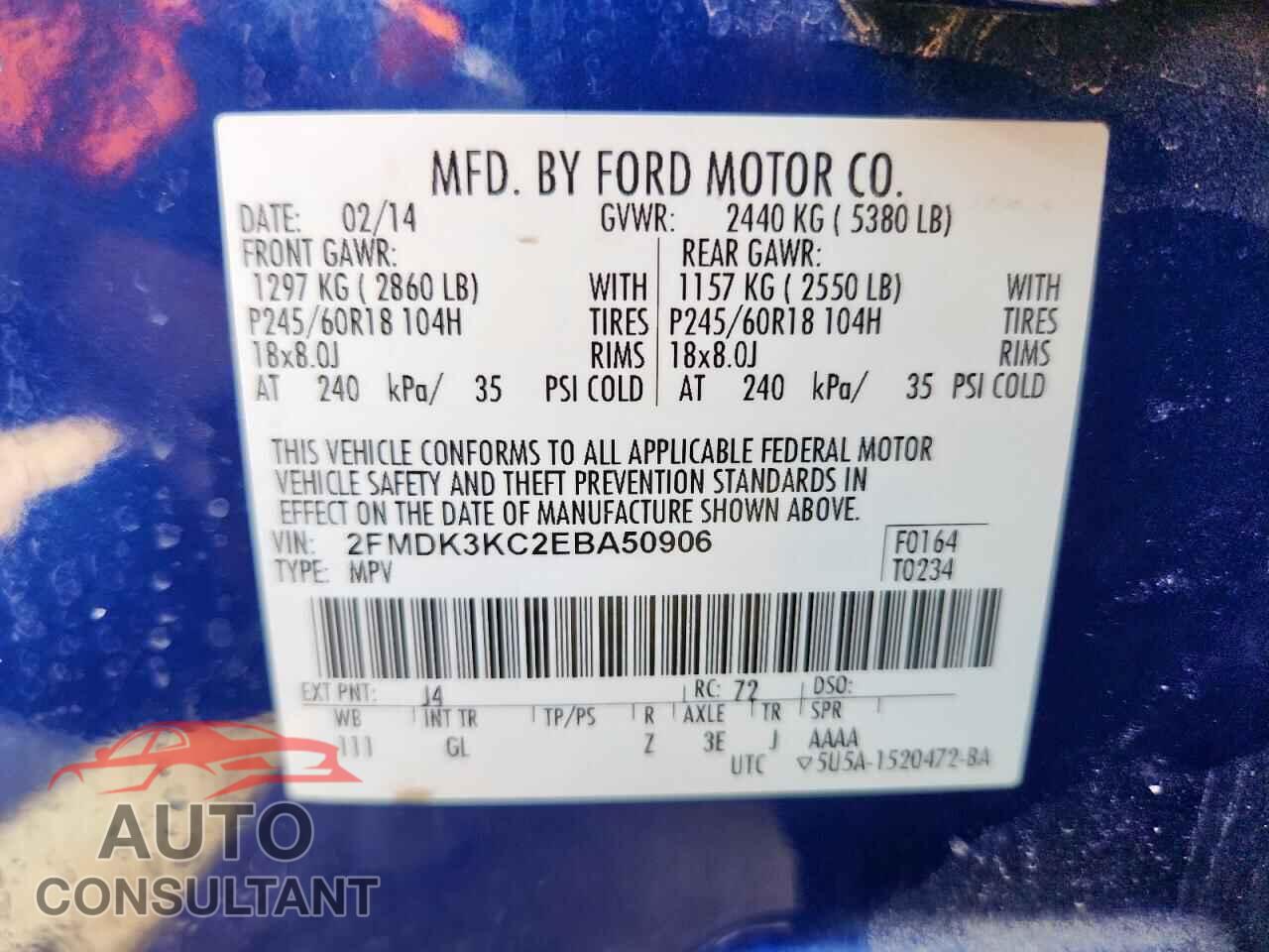 FORD EDGE 2014 - 2FMDK3KC2EBA50906