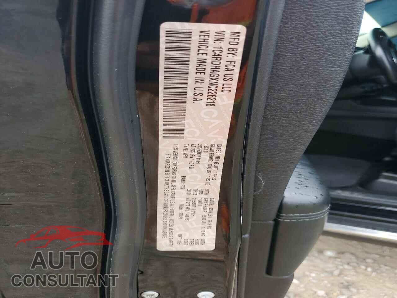 DODGE DURANGO 2022 - 1C4RDHAGXNC226218