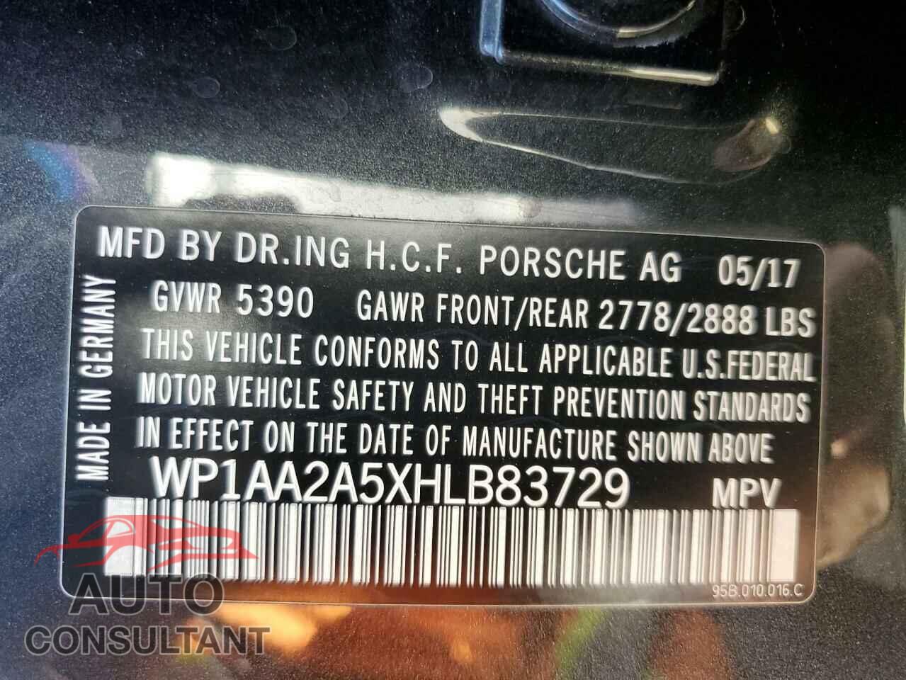 PORSCHE MACAN 2017 - WP1AA2A5XHLB83729