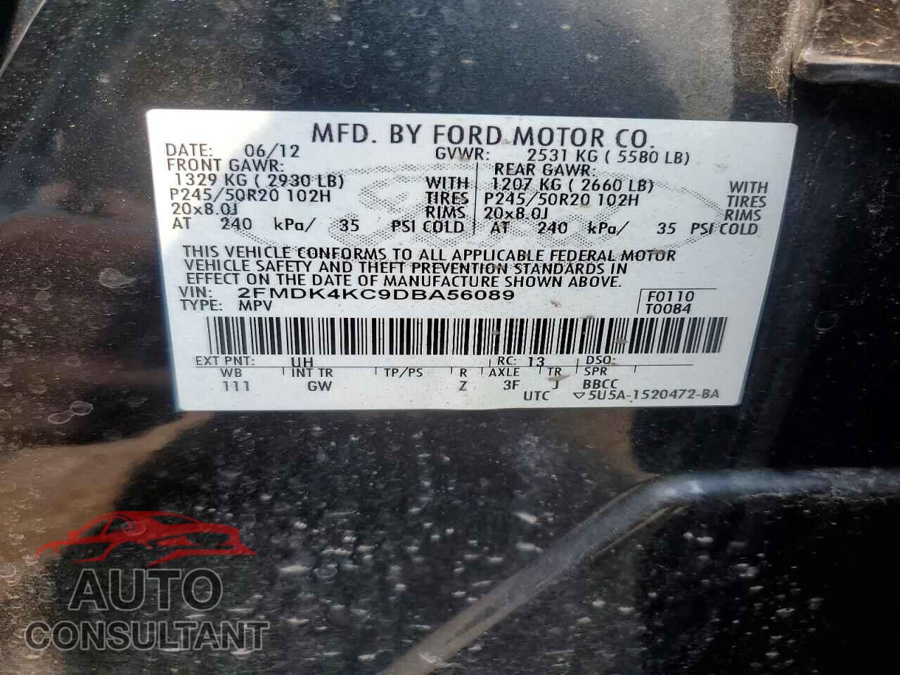 FORD EDGE 2013 - 2FMDK4KC9DBA56089