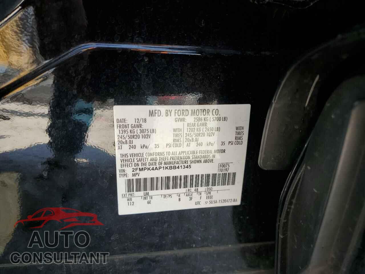 FORD EDGE 2019 - 2FMPK4AP1KBB41345