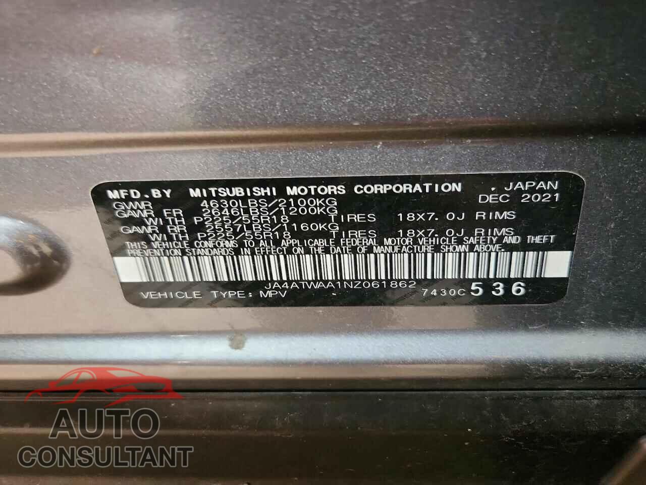 MITSUBISHI ECLIPSE 2022 - JA4ATWAA1NZ061862