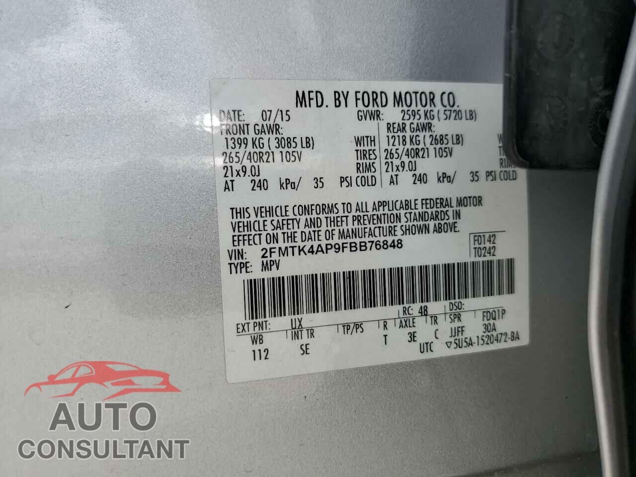 FORD EDGE 2015 - 2FMTK4AP9FBB76848