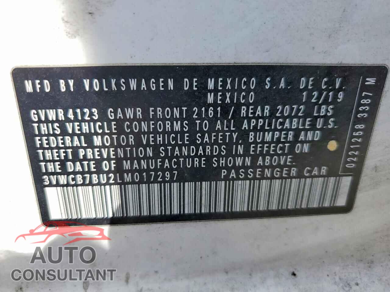 VOLKSWAGEN JETTA 2020 - 3VWCB7BU2LM017297