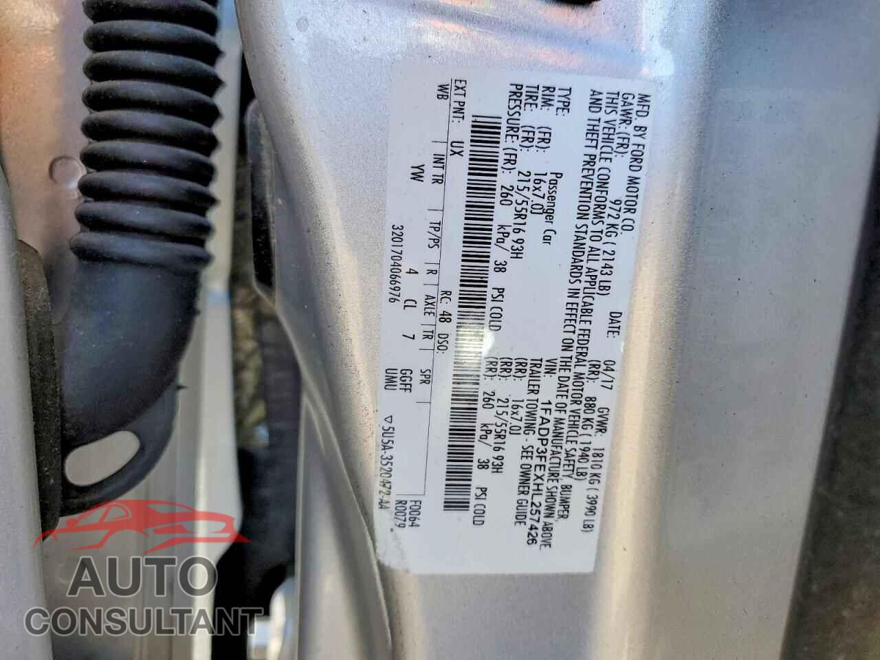 FORD FOCUS 2017 - 1FADP3FEXHL257426