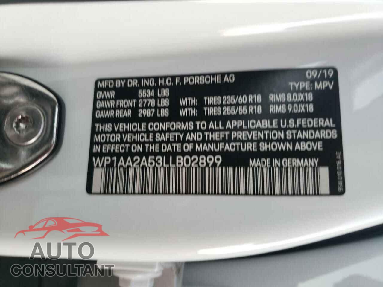 PORSCHE MACAN 2020 - WP1AA2A53LLB02899