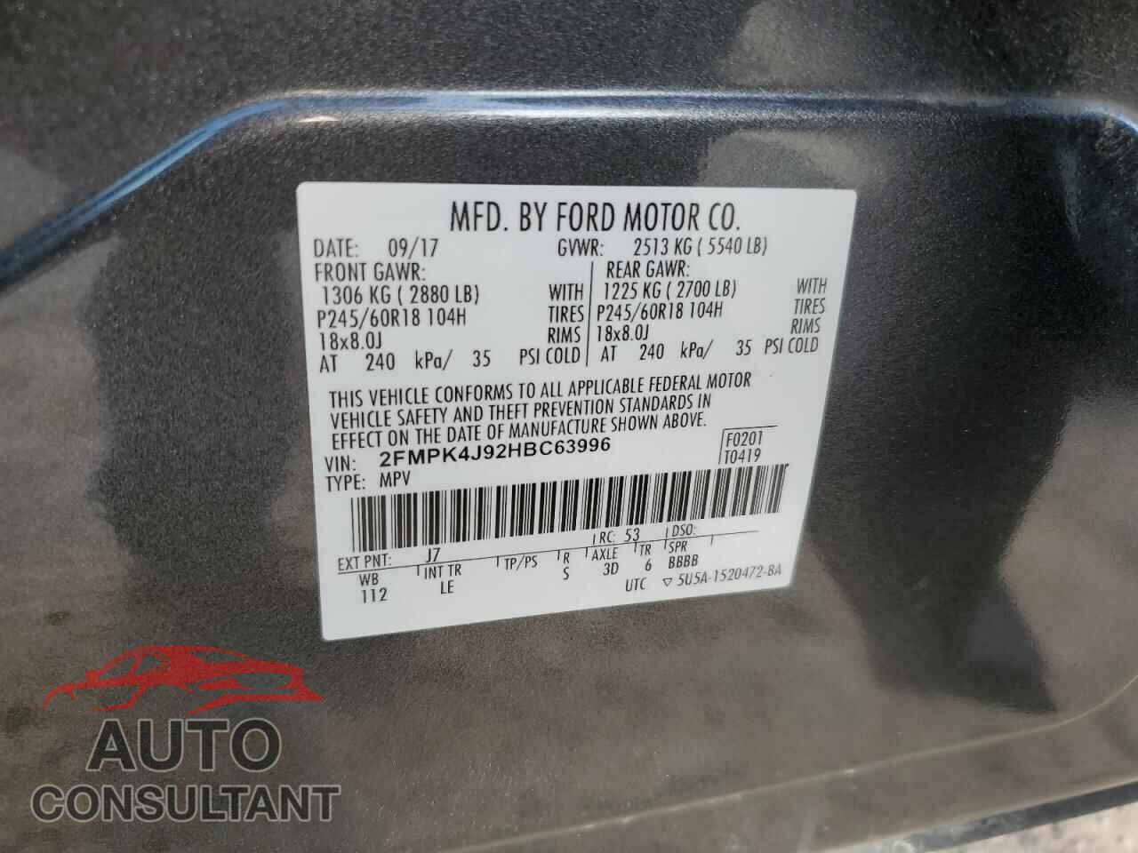 FORD EDGE 2017 - 2FMPK4J92HBC63996
