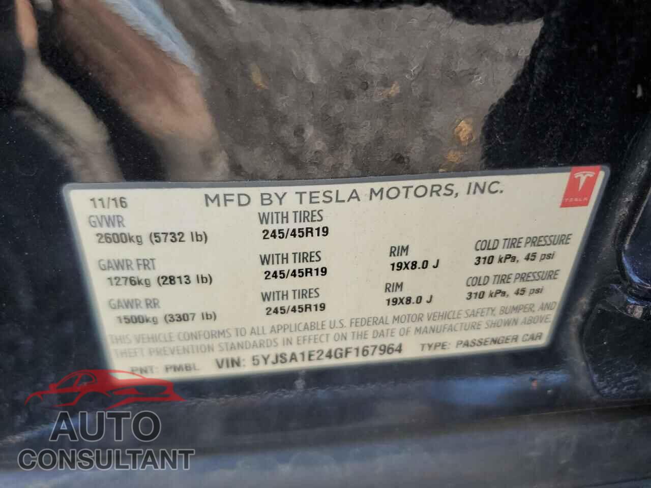 TESLA MODEL S 2016 - 5YJSA1E24GF167964