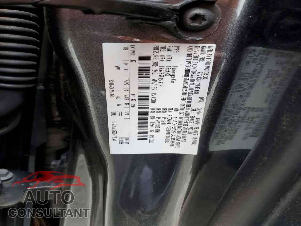 FORD FOCUS 2016 - 1FADP3E29GL358978