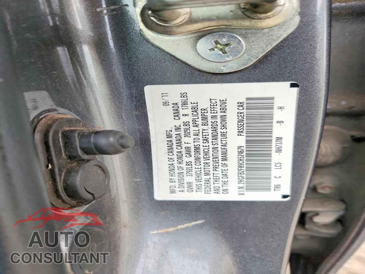 HONDA CIVIC 2012 - 2HGFB2F89CH524679