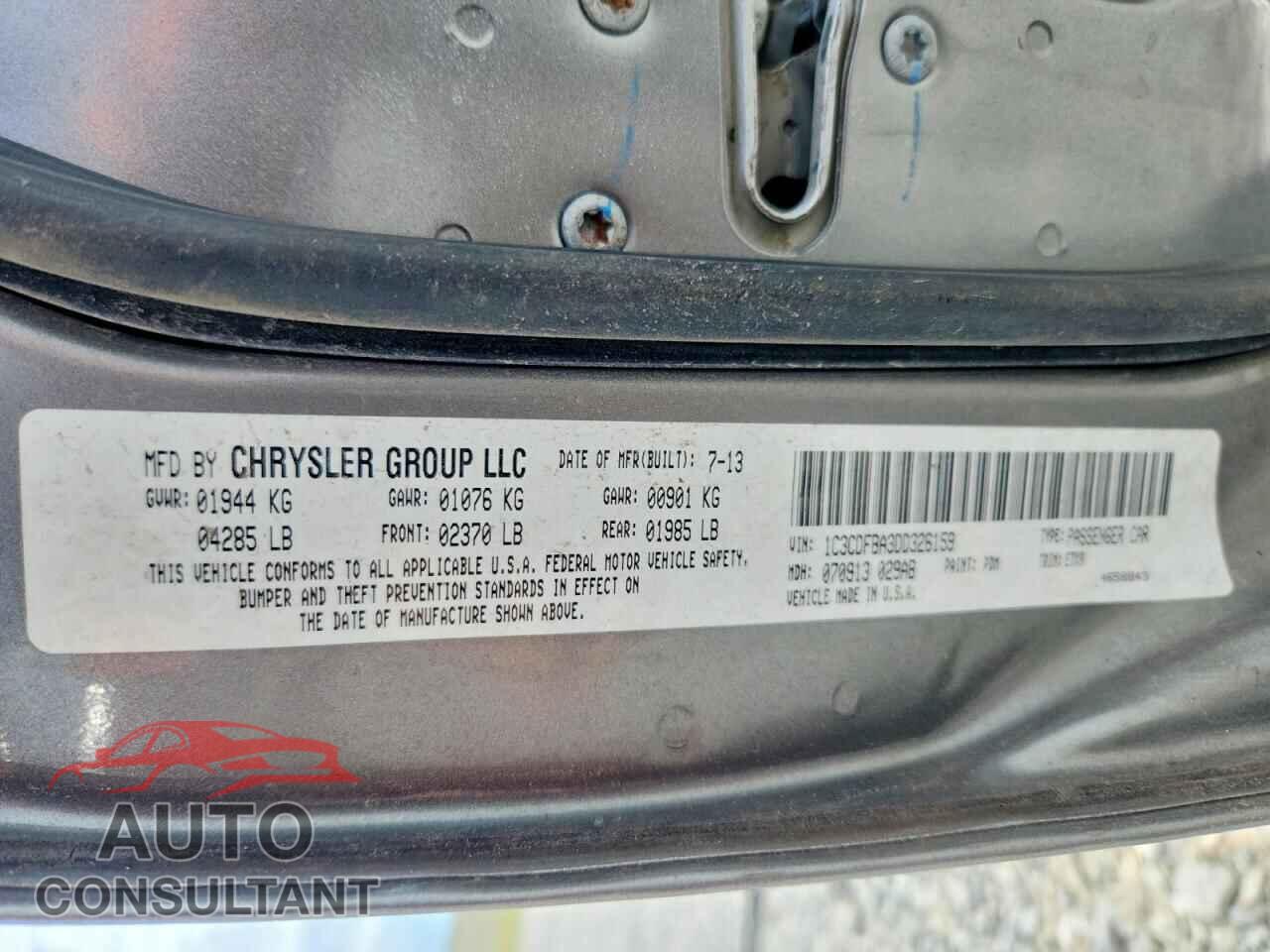 DODGE DART 2013 - 1C3CDFBA3DD326159