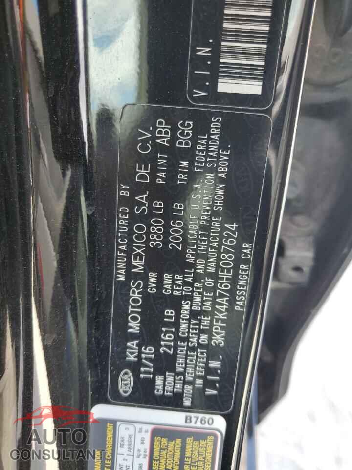 KIA FORTE 2017 - 3KPFK4A76HE087624