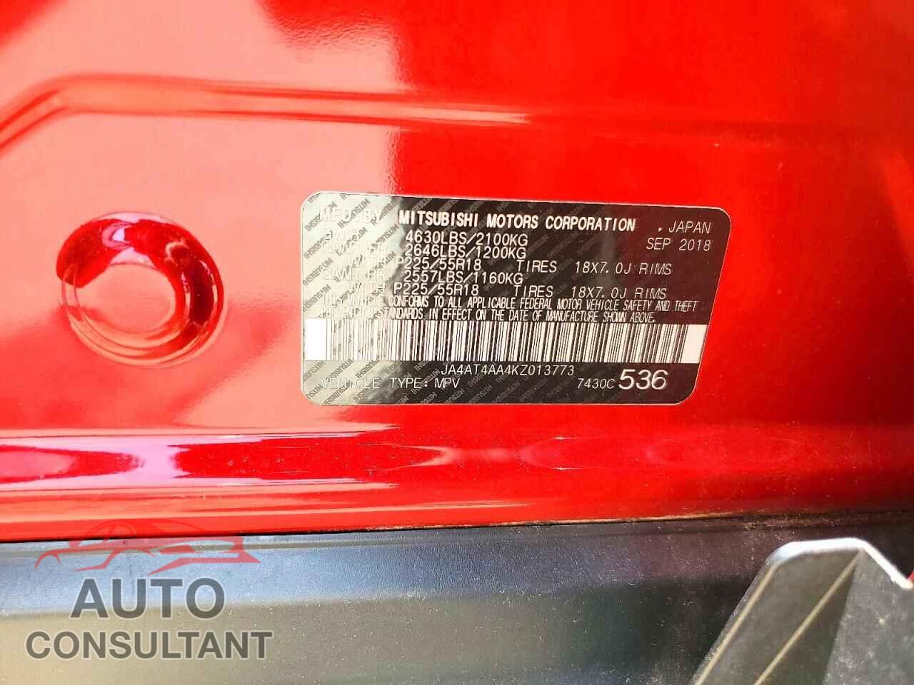 MITSUBISHI ECLIPSE 2019 - JA4AT4AA4KZ013773