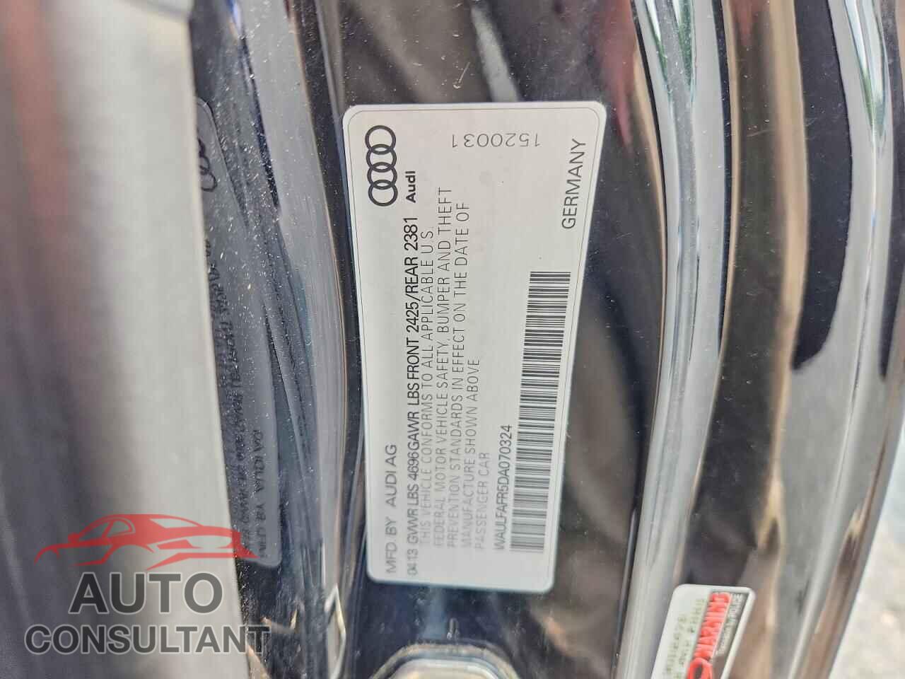 AUDI A5 2013 - WAULFAFR5DA070324